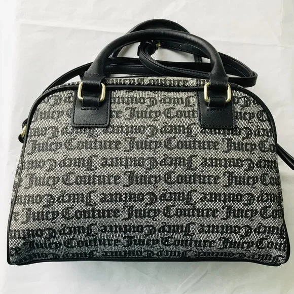 Juicy Couture Fashionista Bowler Faux Leather  Black/White 11.5" W x 8" H - Picture 2 of 4
